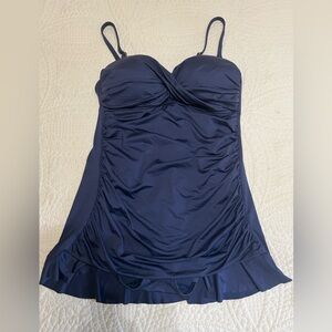 Sonnet Shores Navy Blue One Piece Adjustable Straps Swimsuit. Size 10